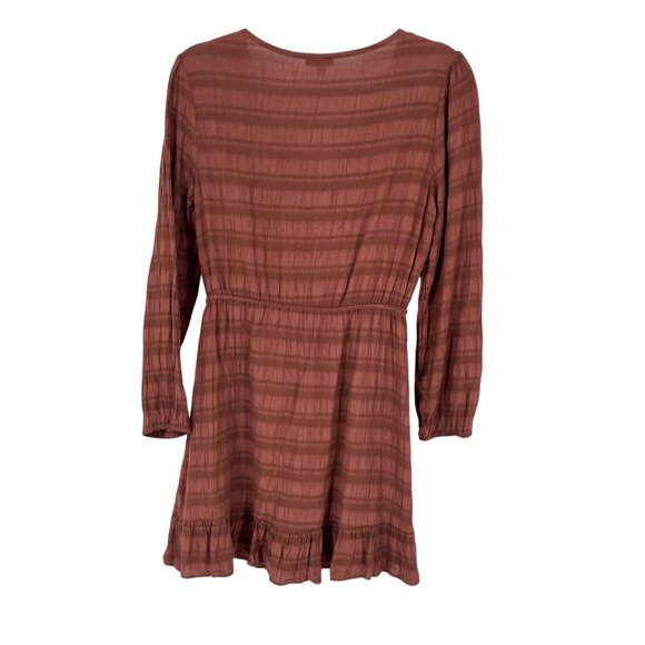 Lily Rose Boho-Style V-Neck A-Line Dress Brown Size Medium - Picture 3 of 11